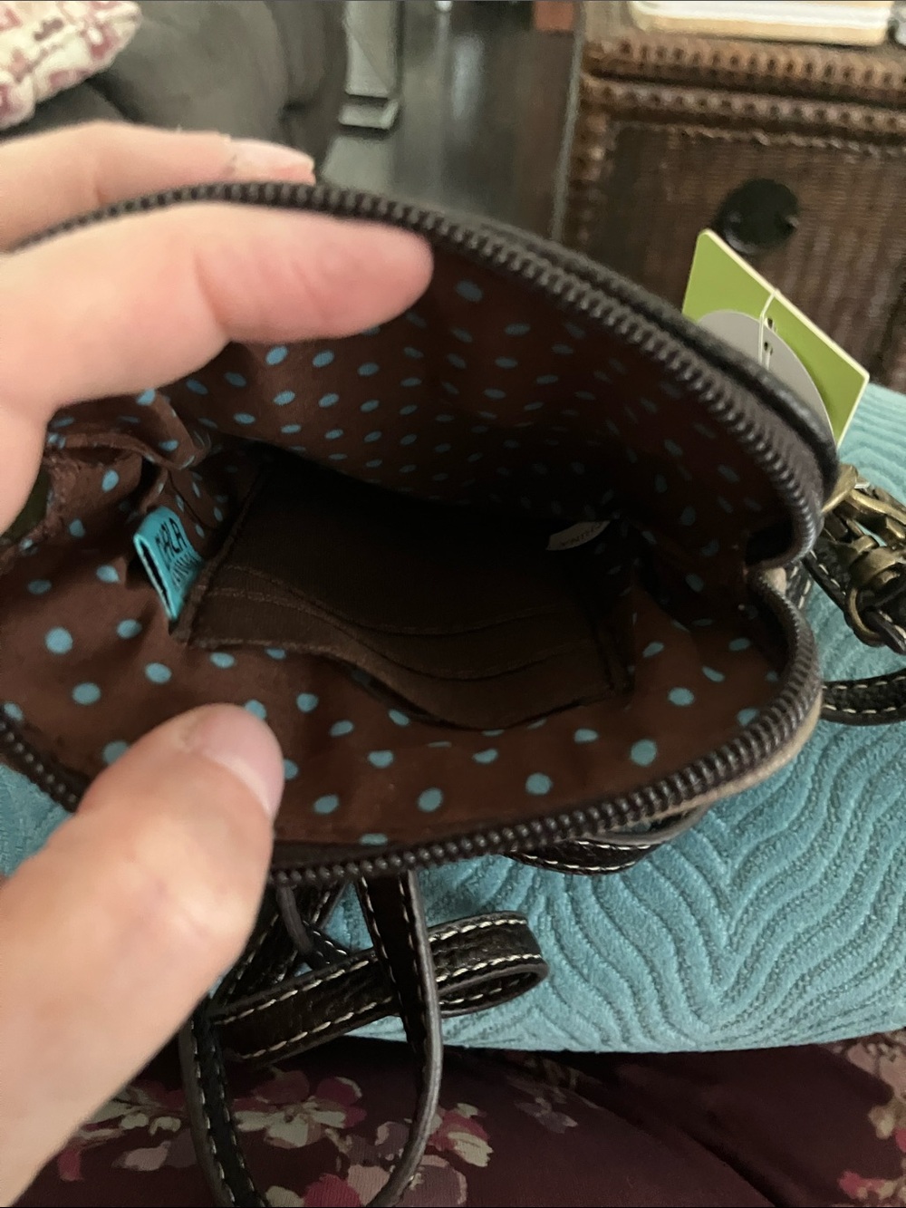 Chala Black & Taupe Cat Applique Crossbody Bag - Picture 6 of 9